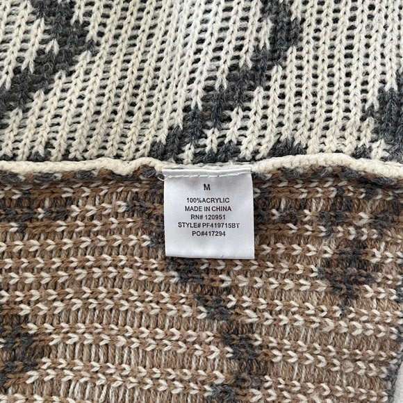 Pink Rose Open-Front Southwestern Cardigan in Gray, Cream & Brown- Size Medium - Picture 5 of 8